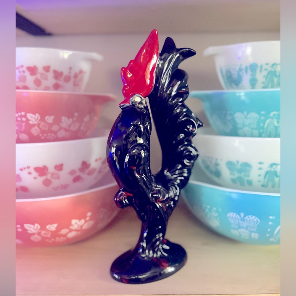 Arnell Ceramic Rooster Drip Glaze VTG